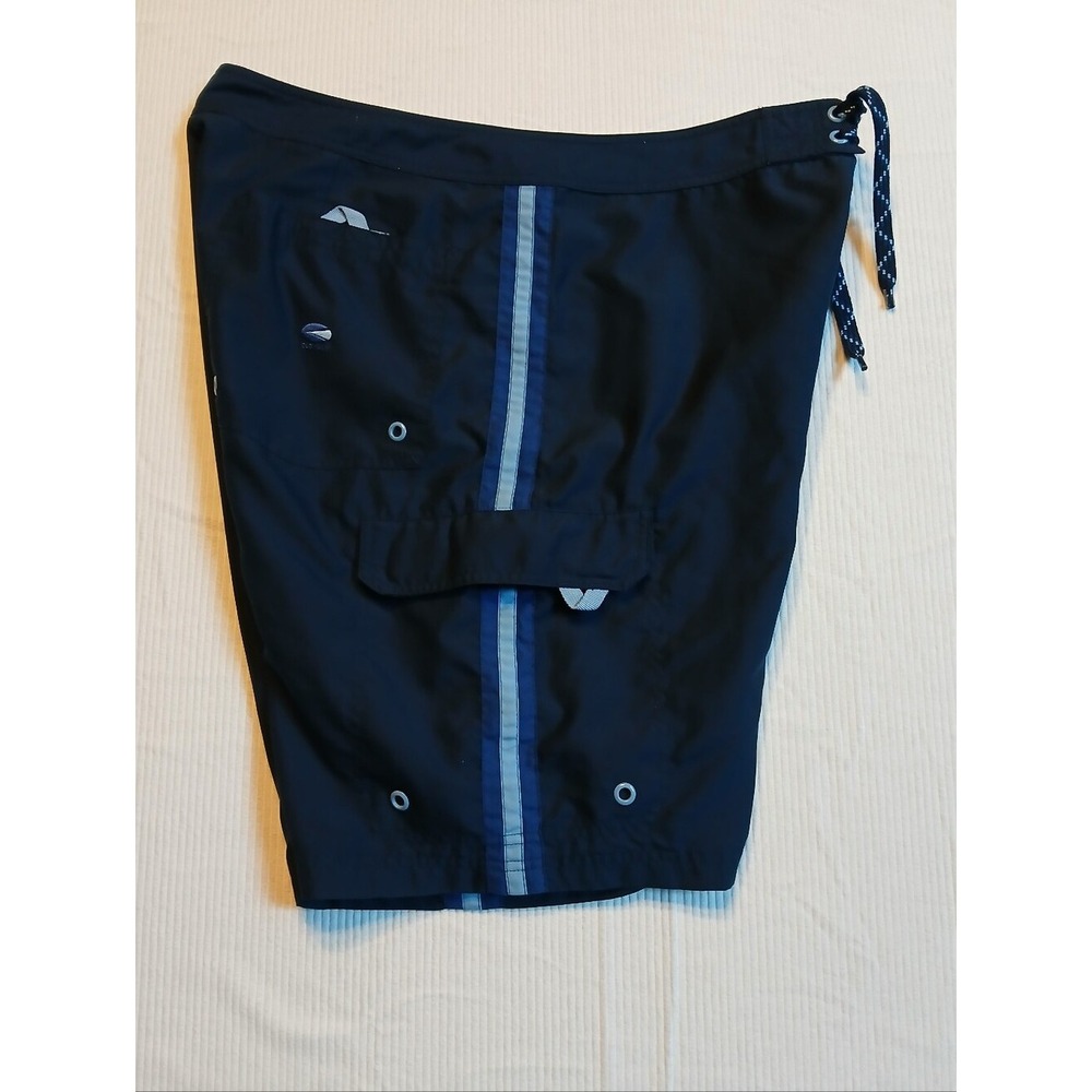 Old Navy Mens Board Shorts XL Navy Blue Racing Stripe Cargo Swim Trunks